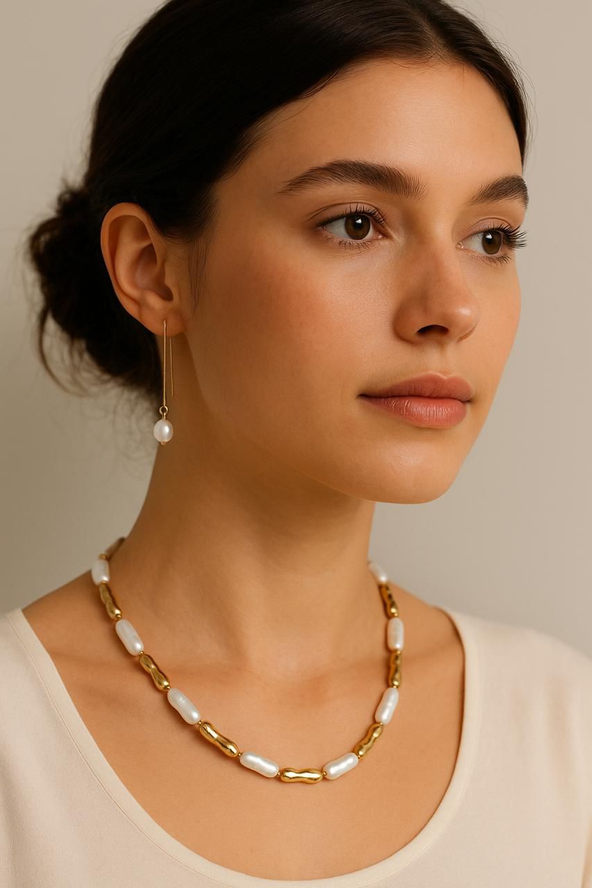 Collar perla alargada