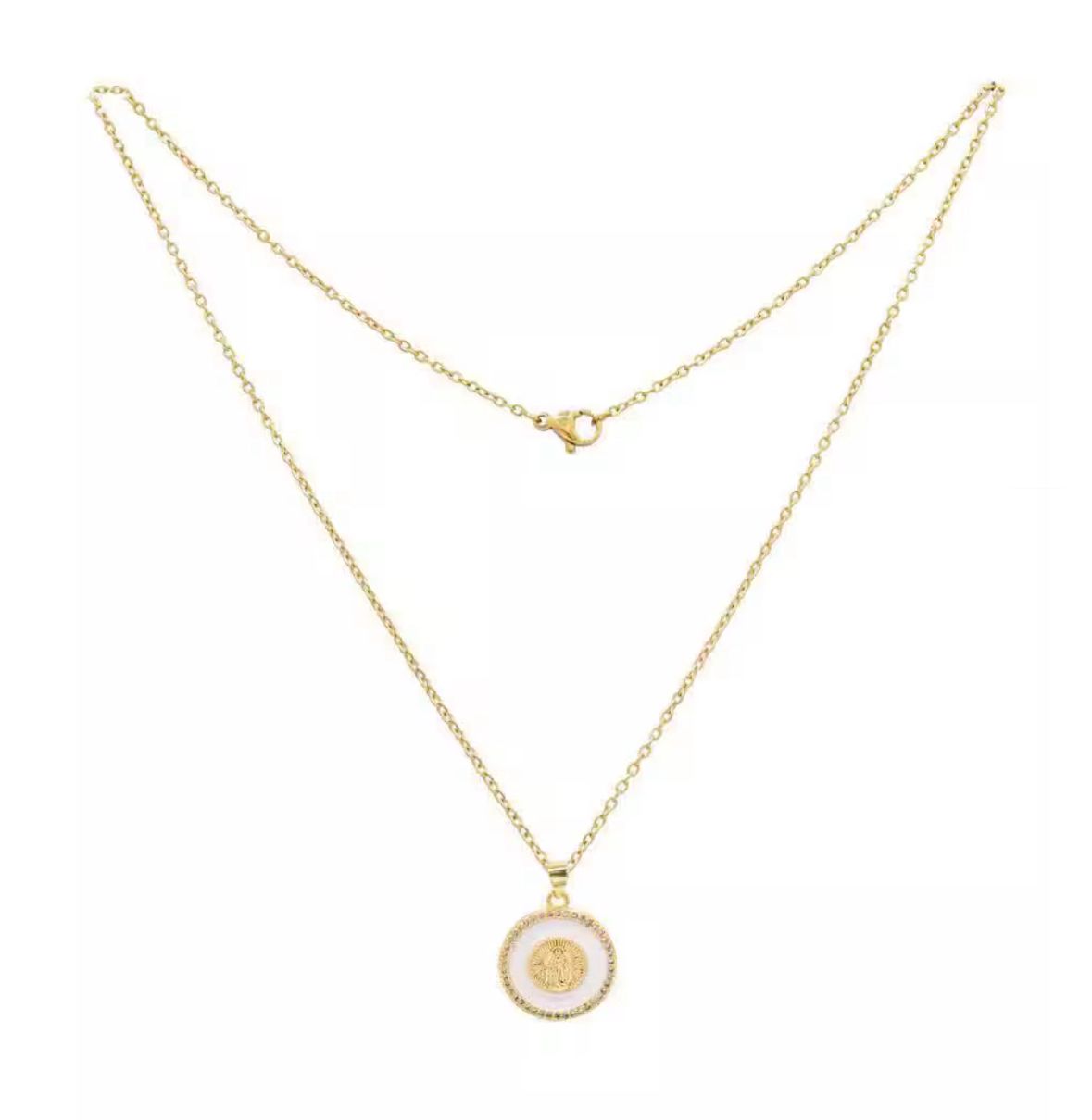 Collar virgen circonia y concha nacar