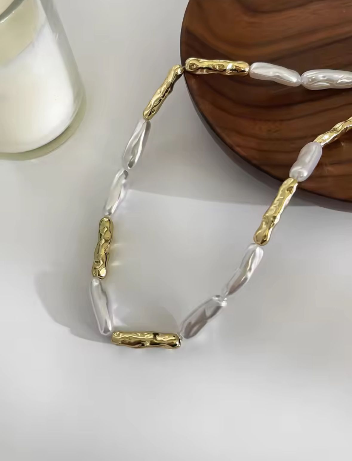 Collar perla alargada