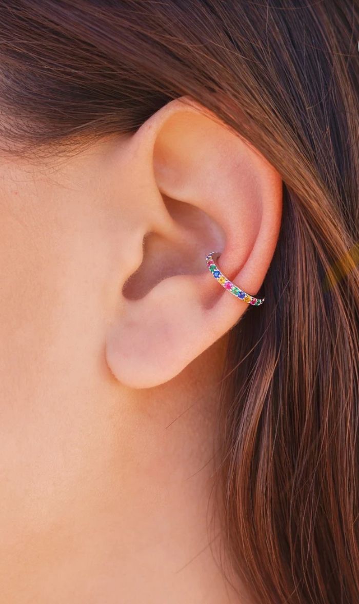 Ear cuff dorado circonio colores