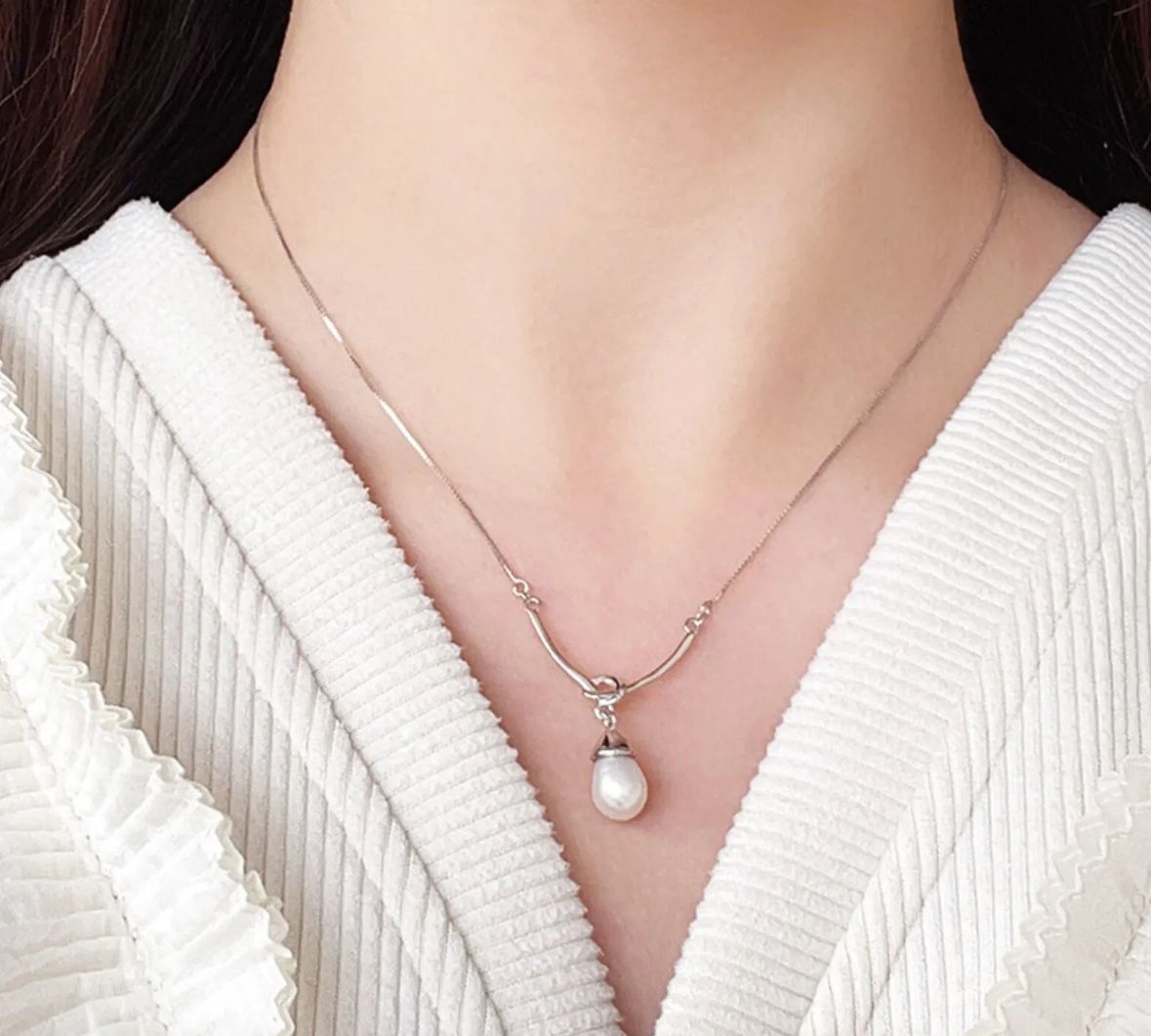 Collar perla chapa oro
