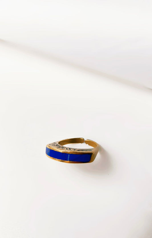 Anillo con piedra azul rey autoajustable