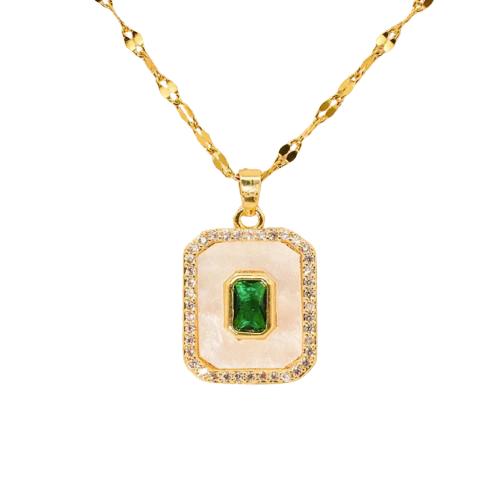 Collar concha nacar con verde esmeralda