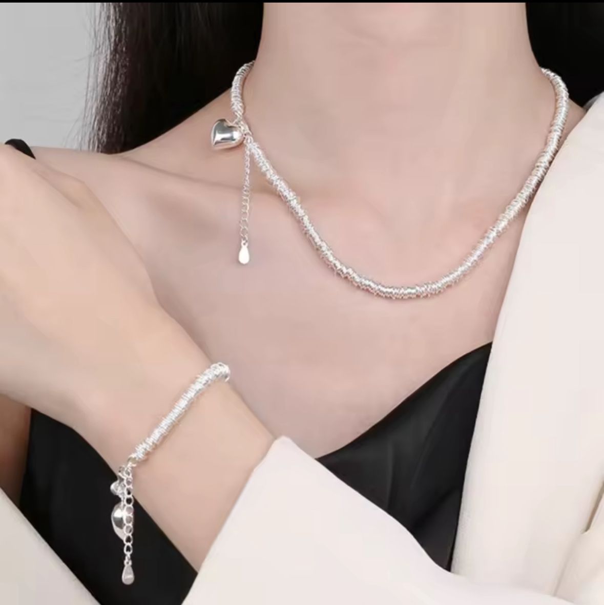 Collar plata dije corazón