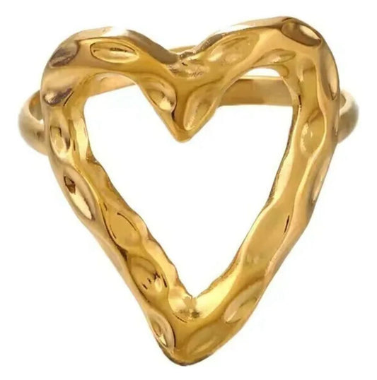 Anillo corazon dorado autoajustable