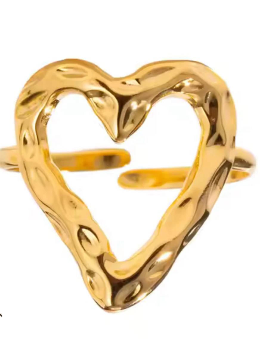 Anillo corazon dorado autoajustable