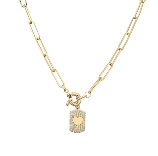 Collar dije corazon circonio