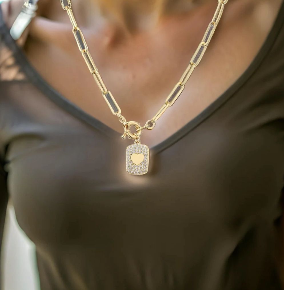 Collar dije corazon circonio