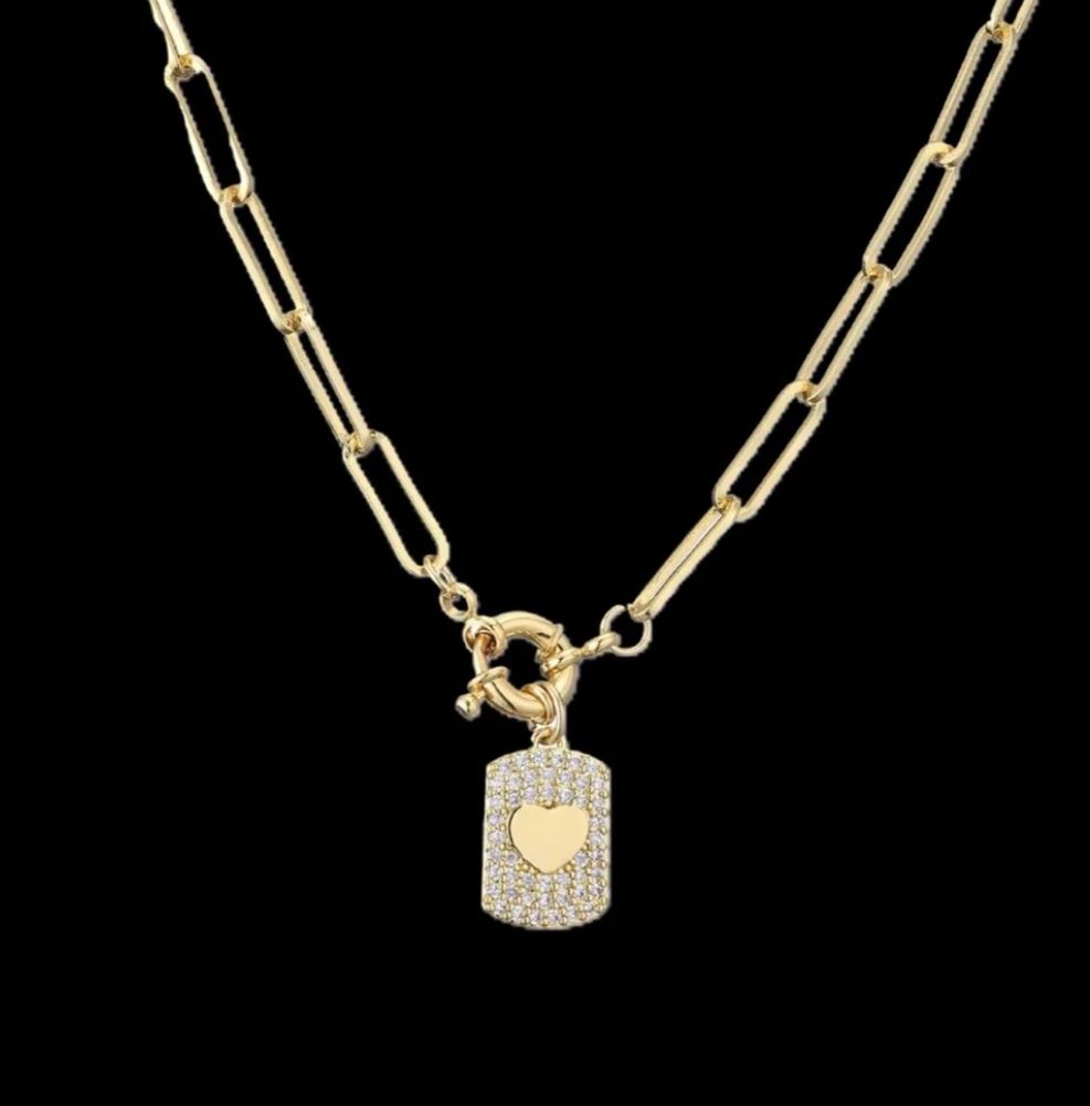 Collar dije corazon circonio