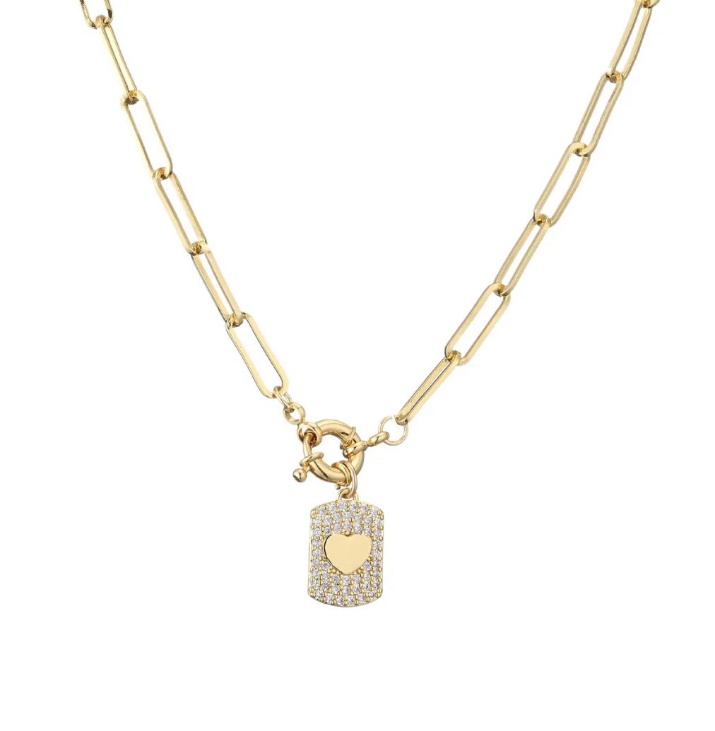 Collar dije corazon circonio