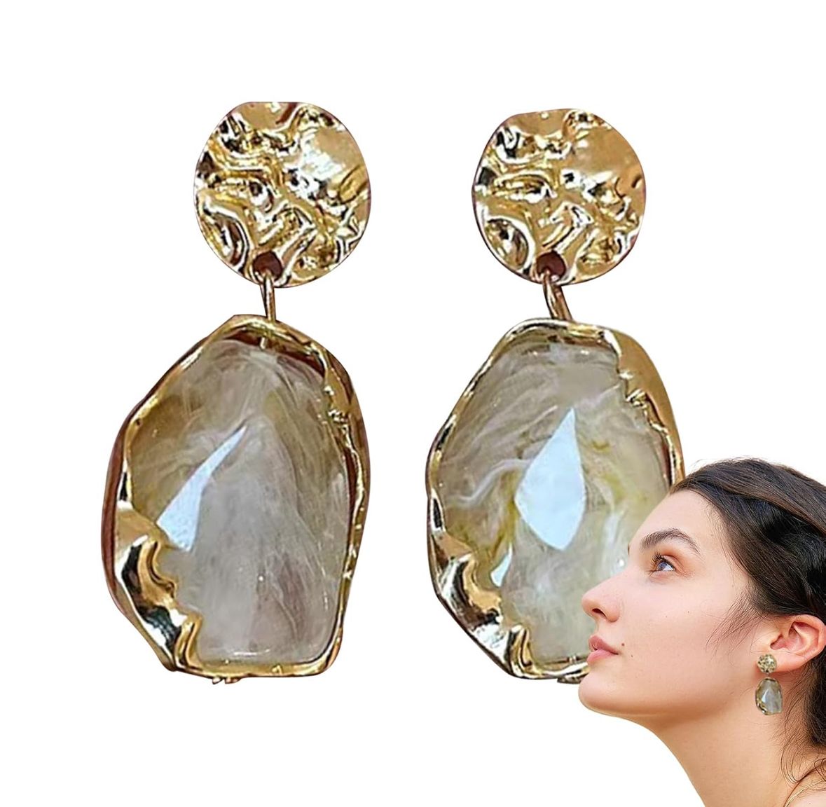 Aretes vintage grandes chapa oro