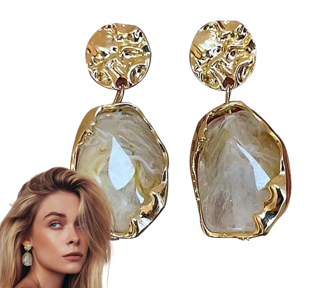 Aretes vintage grandes chapa oro