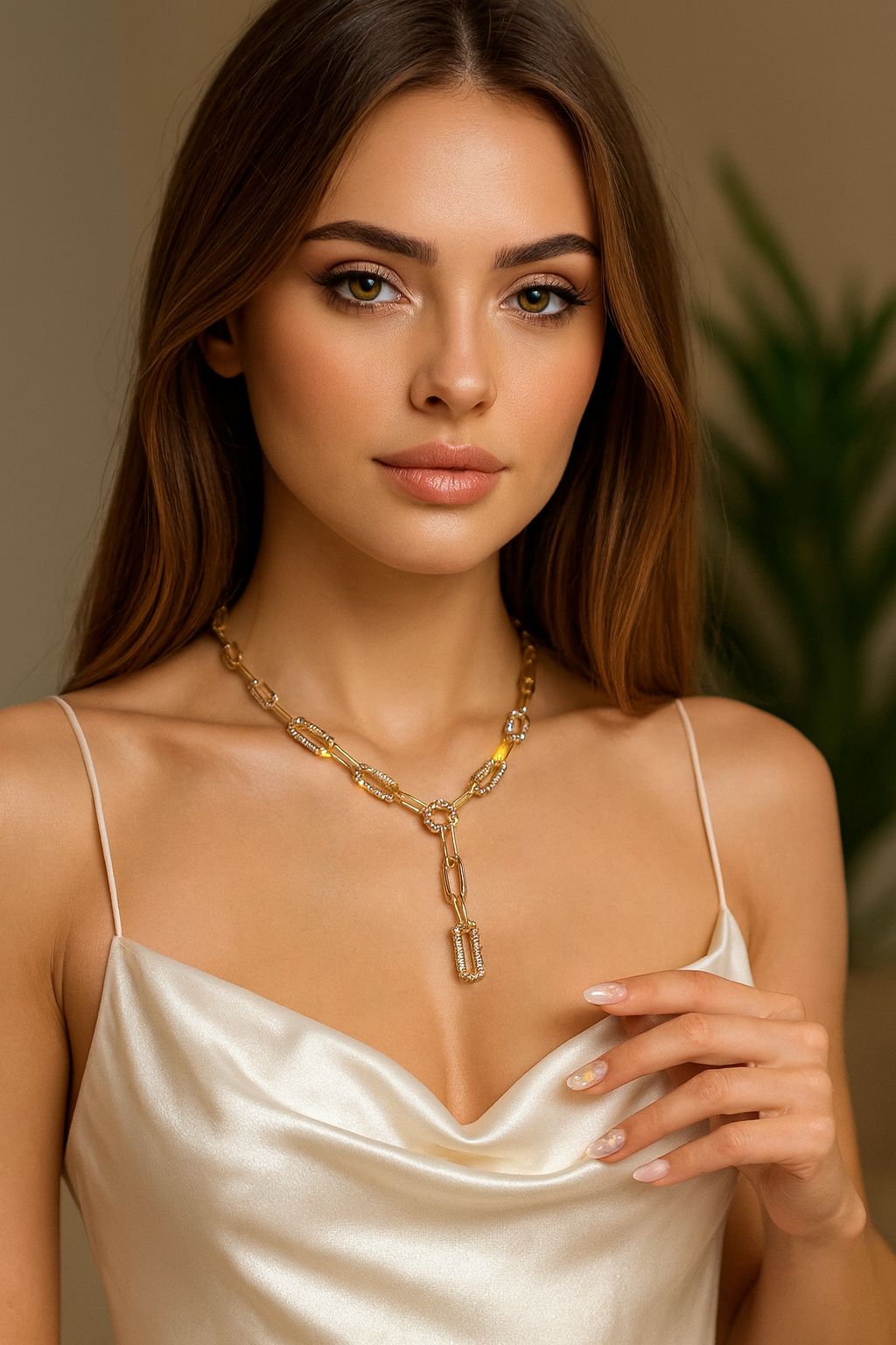Collar rectangulos circonia