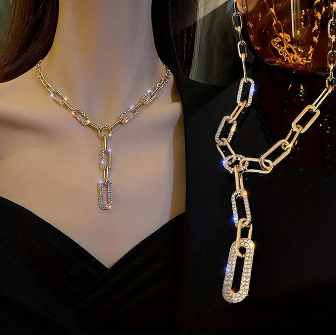 Collar rectangulos circonia