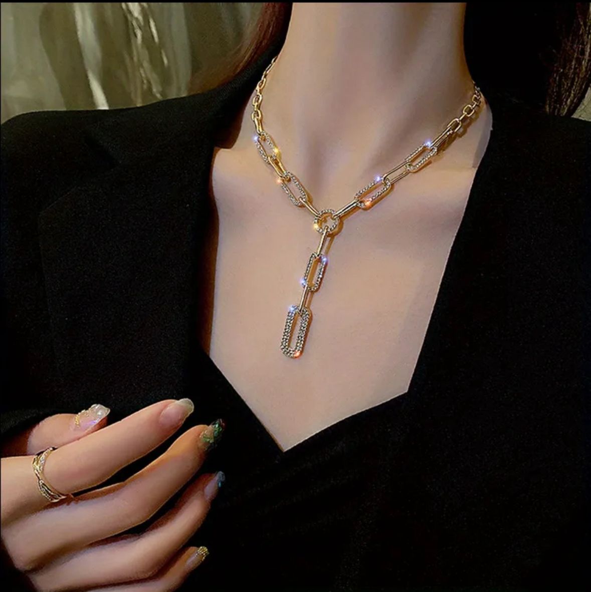 Collar rectangulos circonia