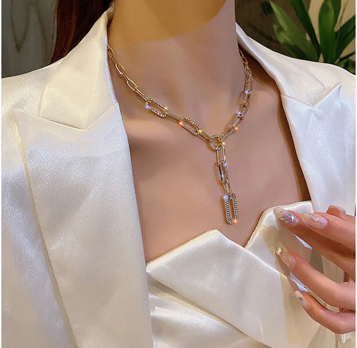 Collar rectangulos circonia