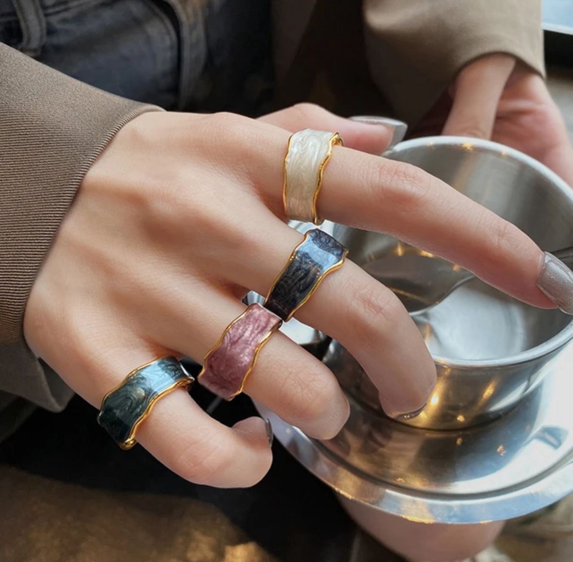 Anillo nacar negro autoajustable