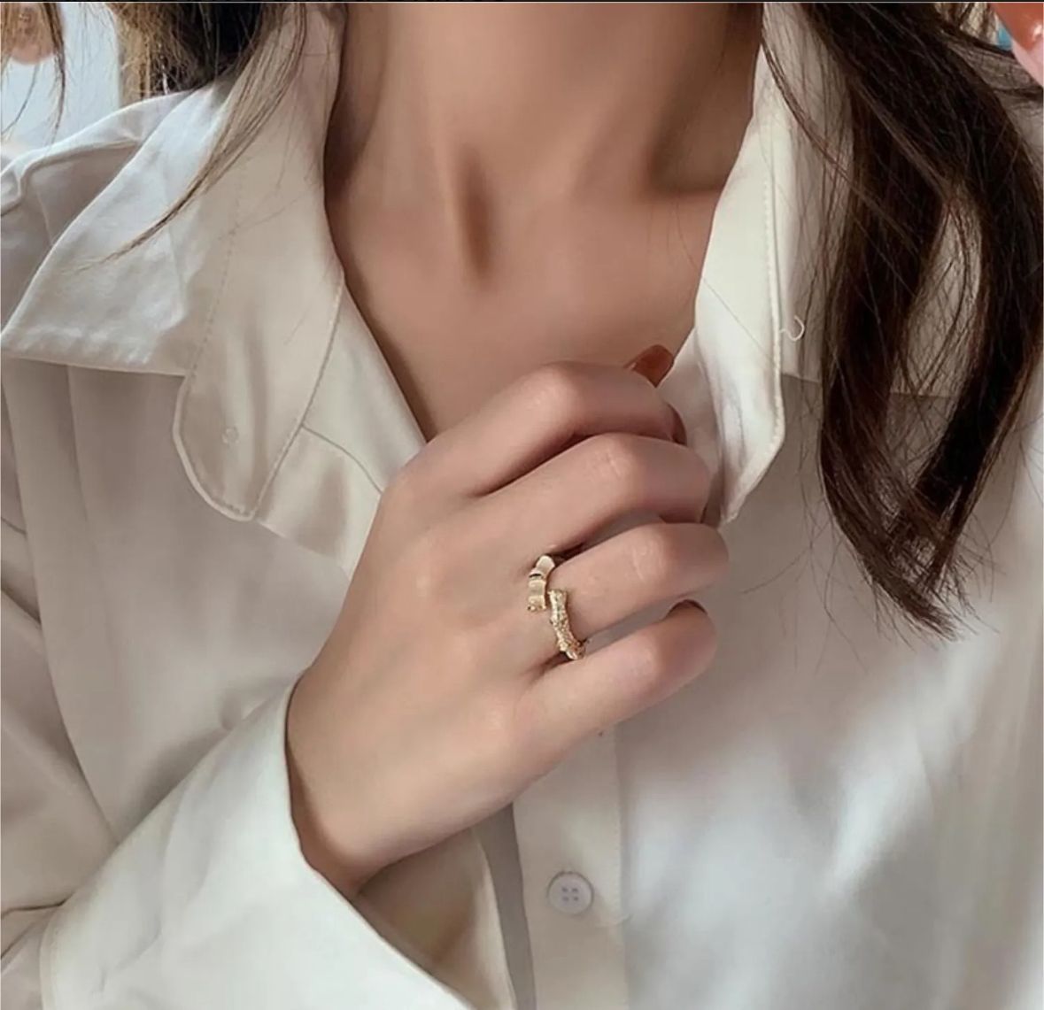 Anillo concha nacar y circonia autoajustable