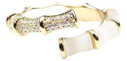 Anillo concha nacar y circonia autoajustable