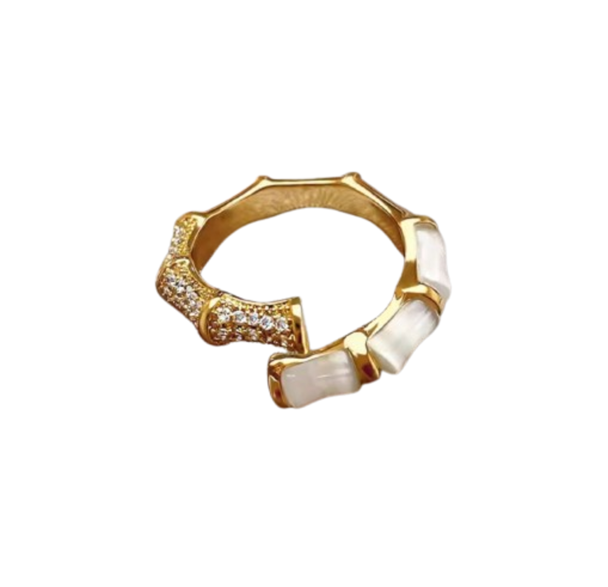 Anillo concha nacar y circonia autoajustable