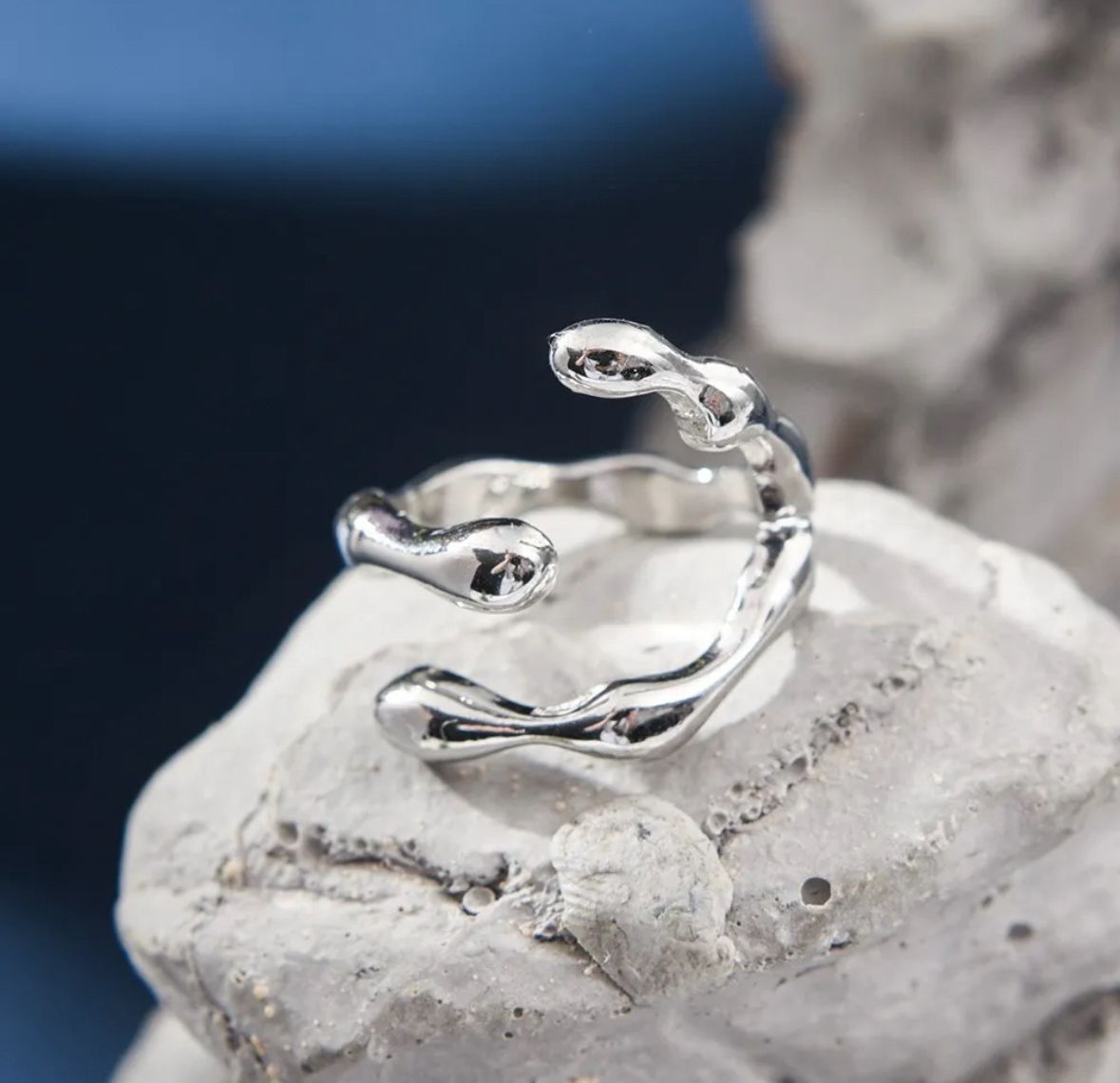 Juego anillos piedra nacar plata autoajustables