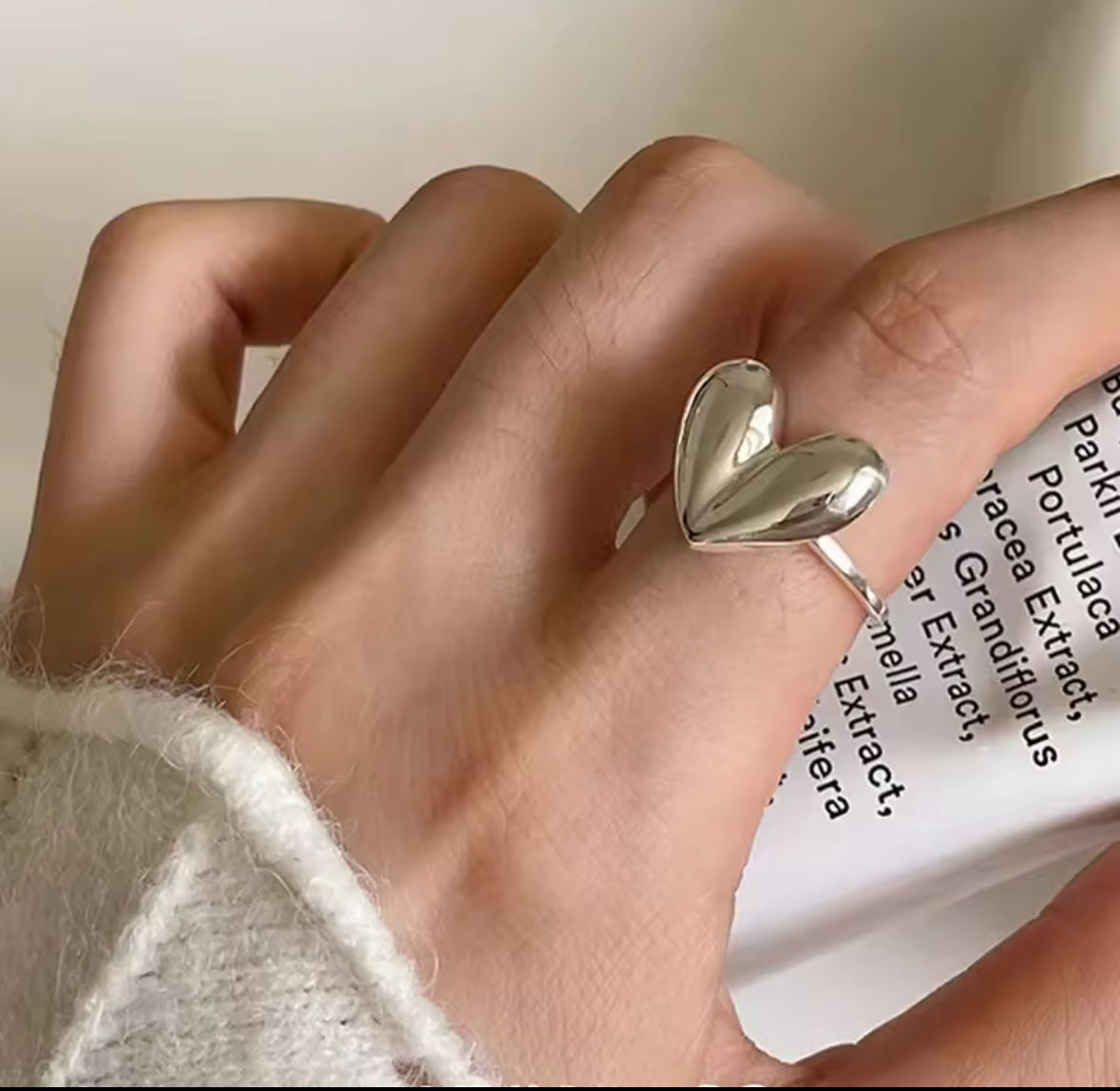 Anillo plata corazon bold