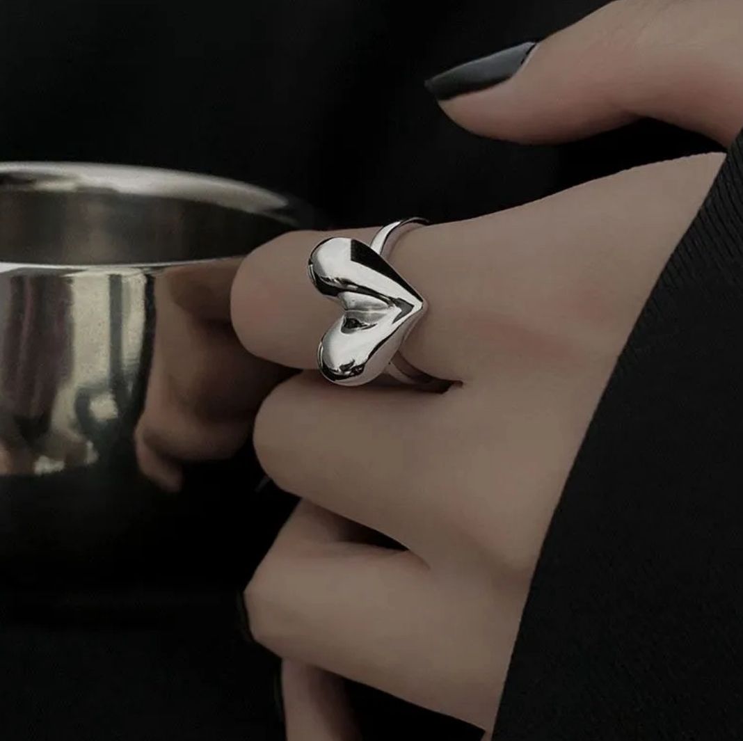 Anillo plata corazon bold