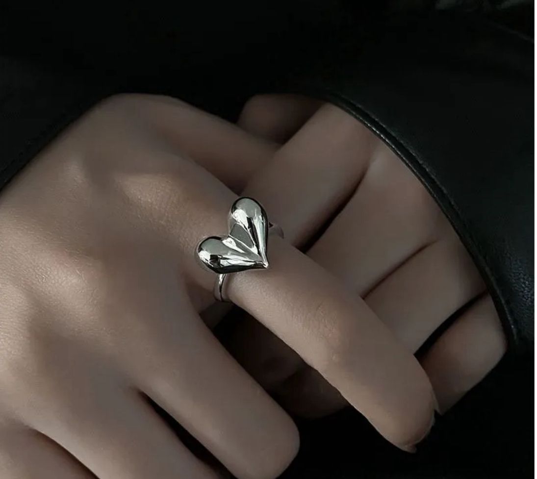 Anillo plata corazon bold