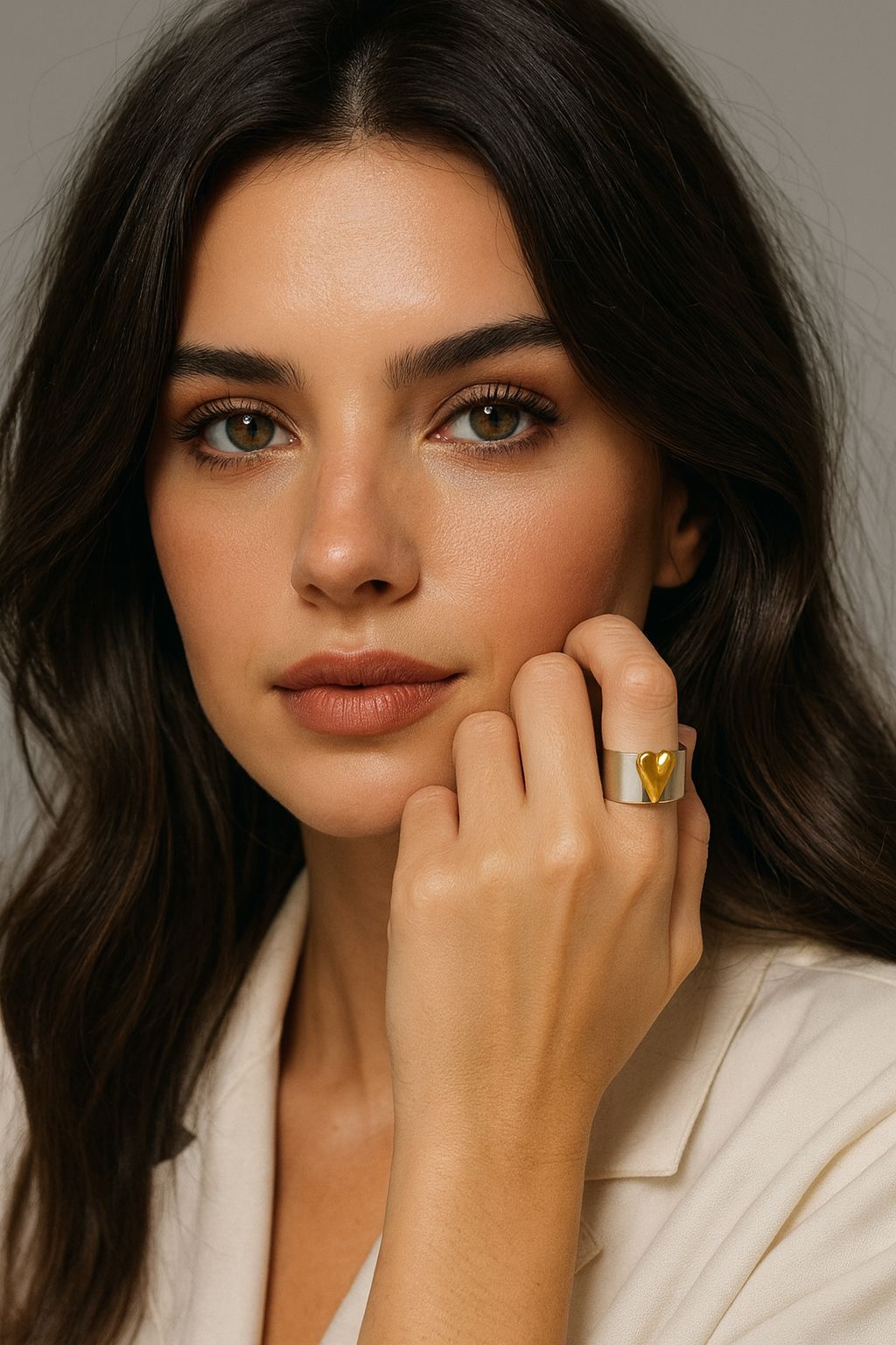 Anillo corazón bold plata bitono
