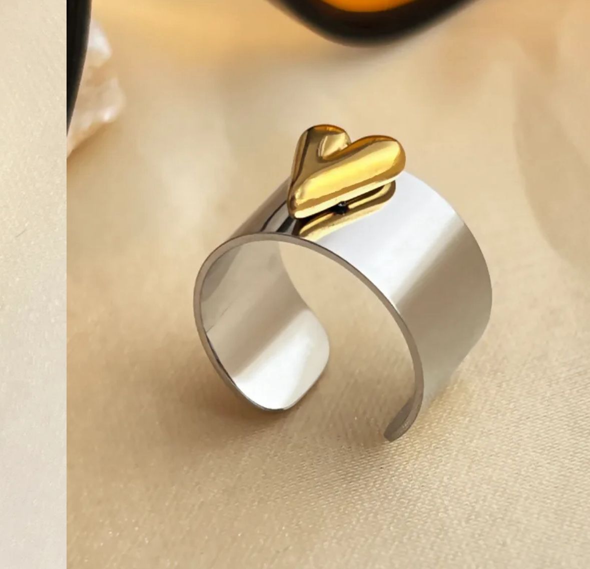 Anillo corazón bold plata bitono