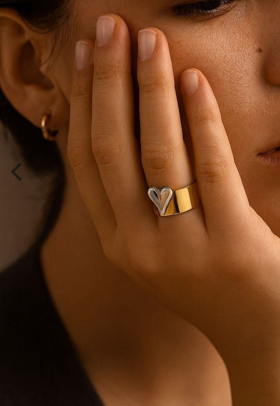 Anillo corazón bold plata bitono