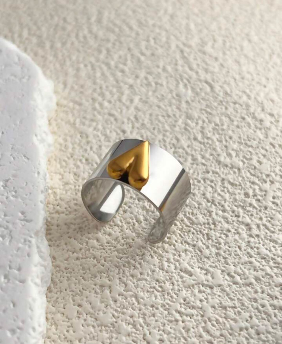 Anillo corazón bold plata bitono