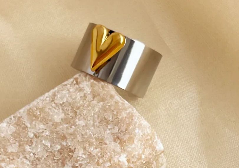 Anillo corazón bold plata bitono