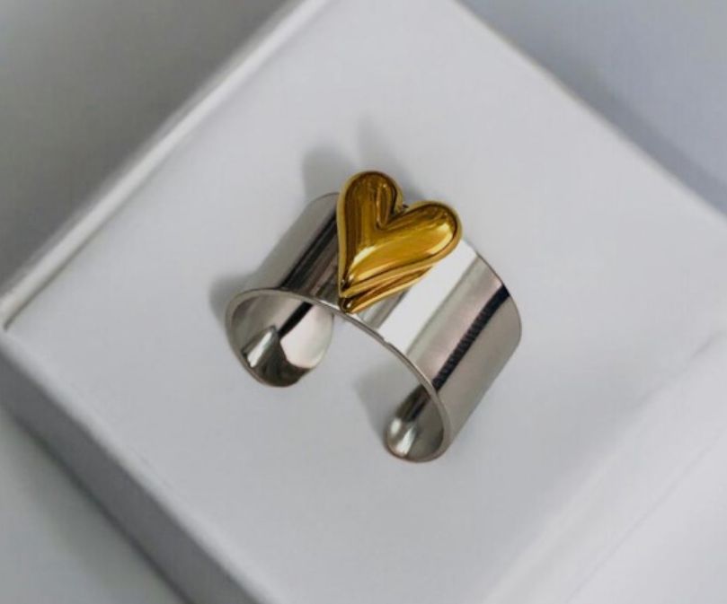 Anillo corazón bold plata bitono