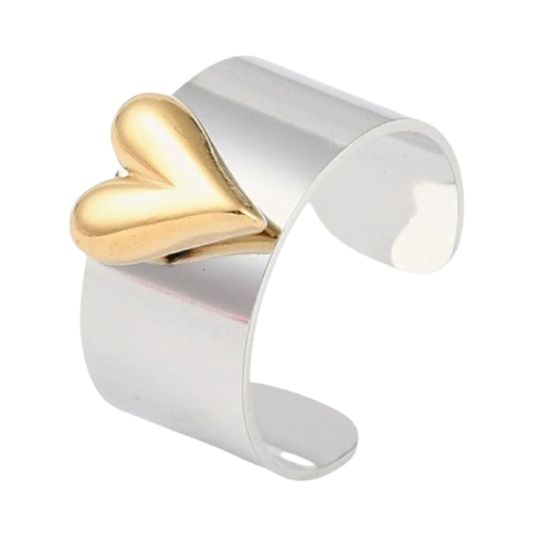 Anillo corazón bold plata bitono