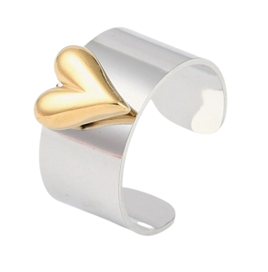 Anillo corazón bold plata bitono