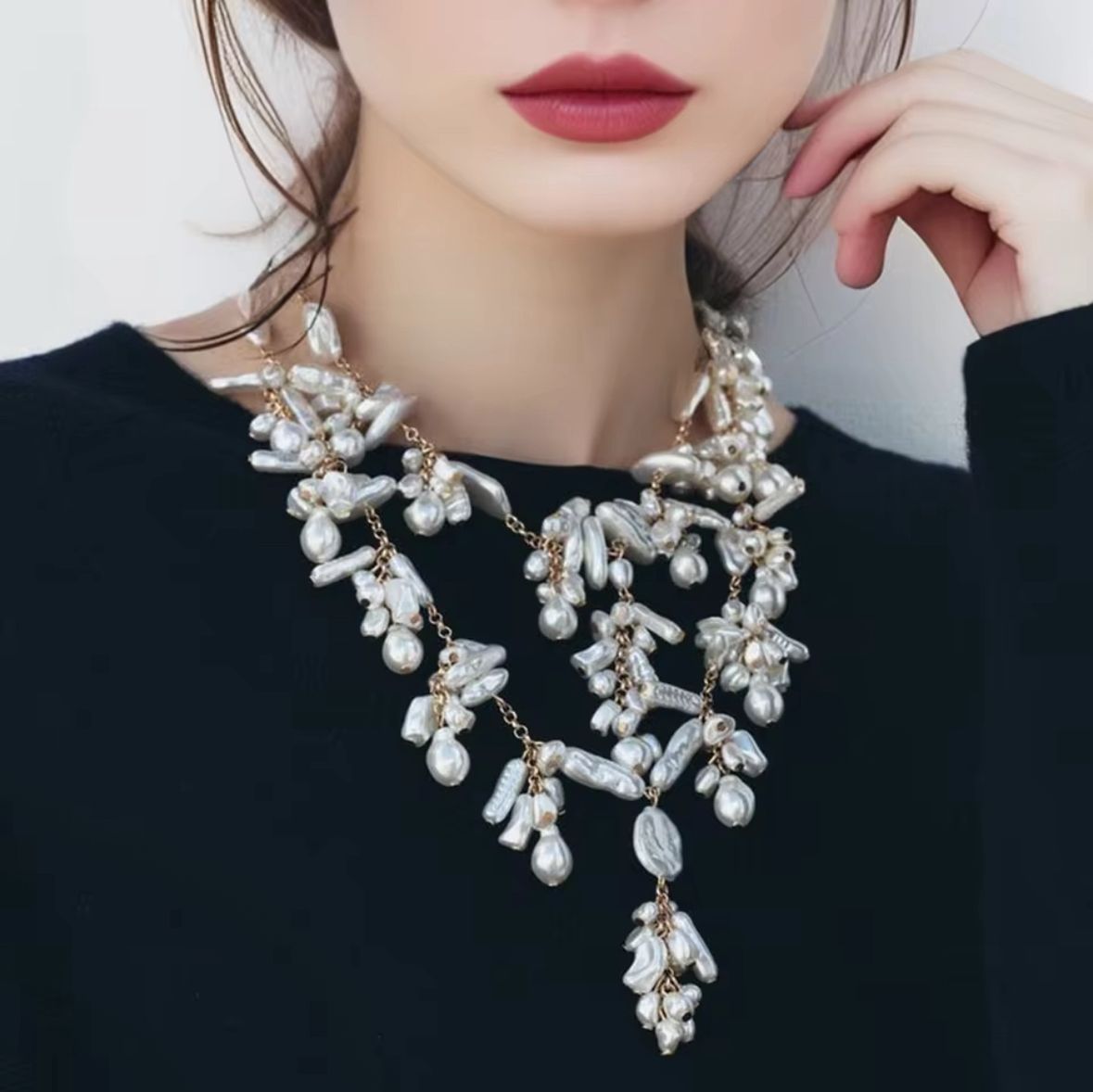 Collar 2 layers perlas