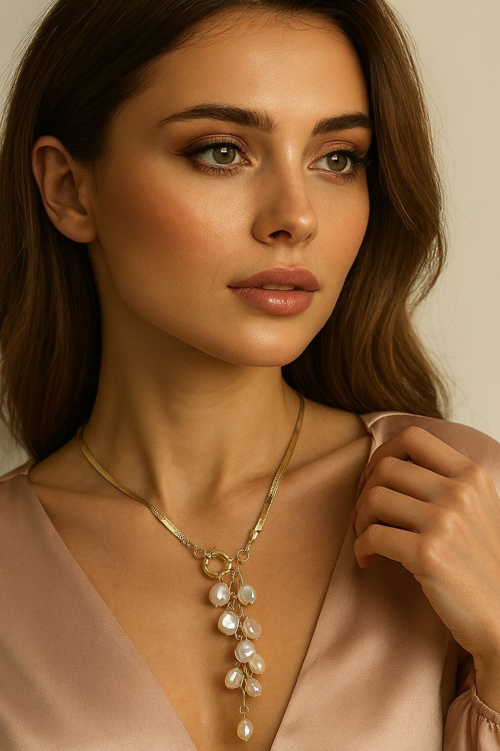 Collar racimo perlas