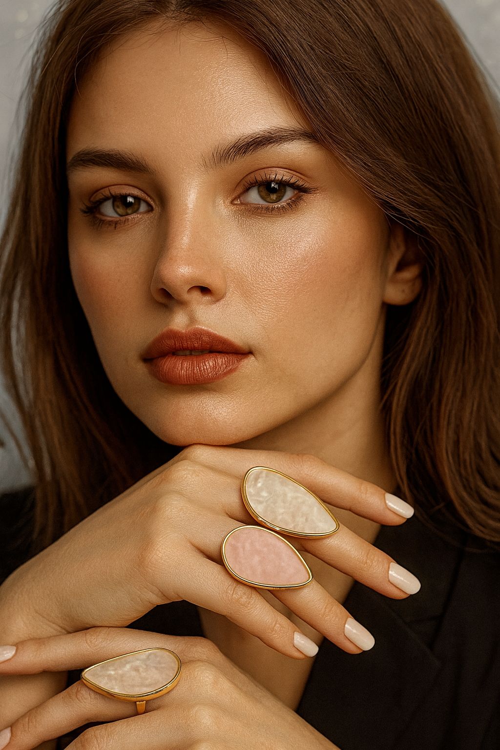 Anillo media luna acabado nacar