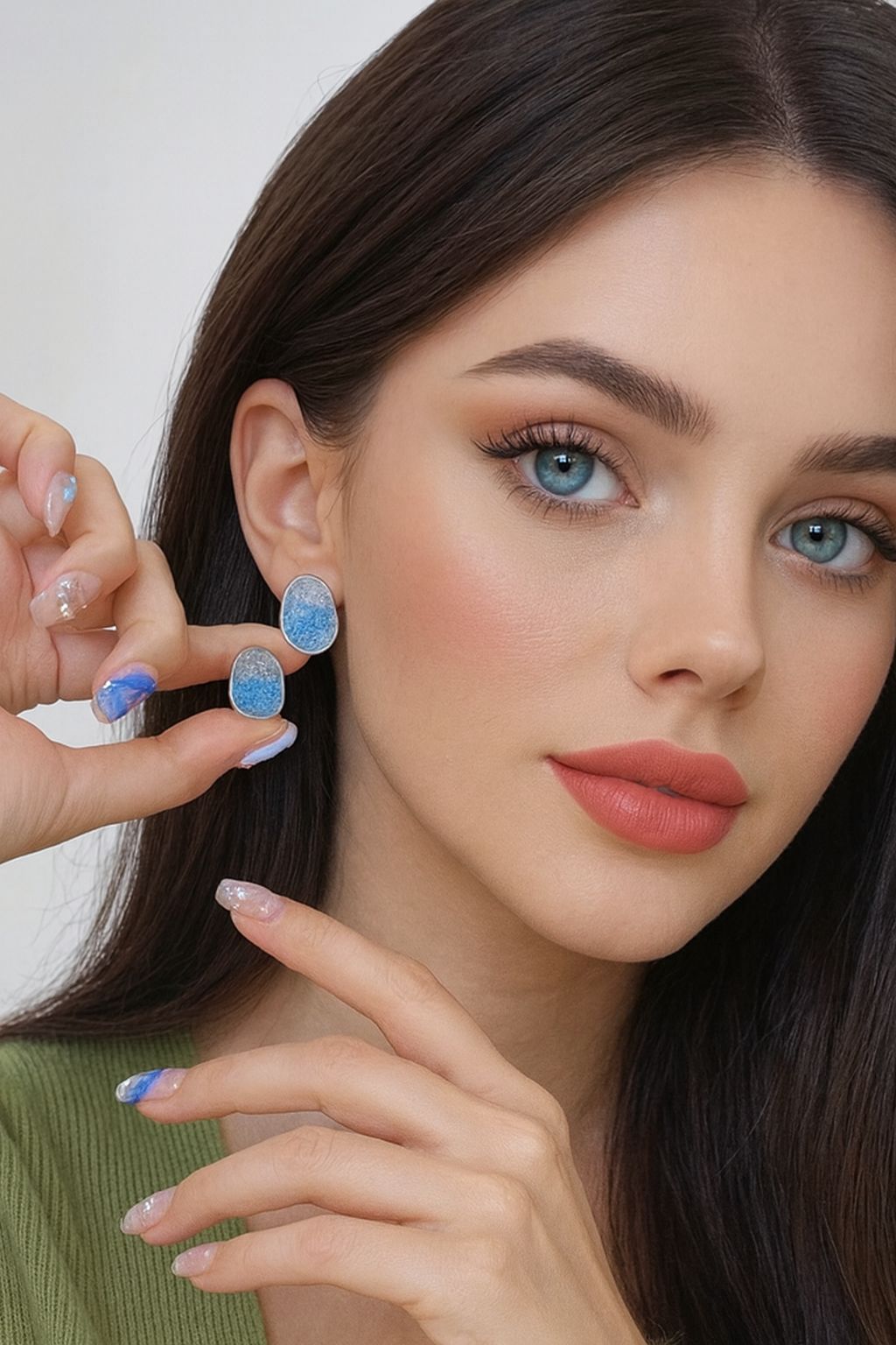 Aretes cristales naturales azul