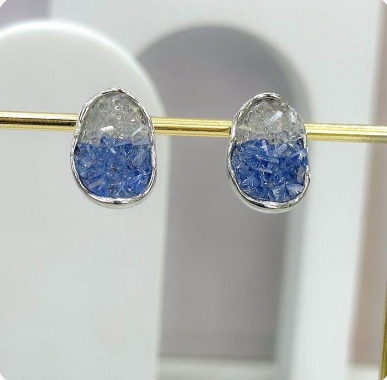 Aretes cristales naturales azul