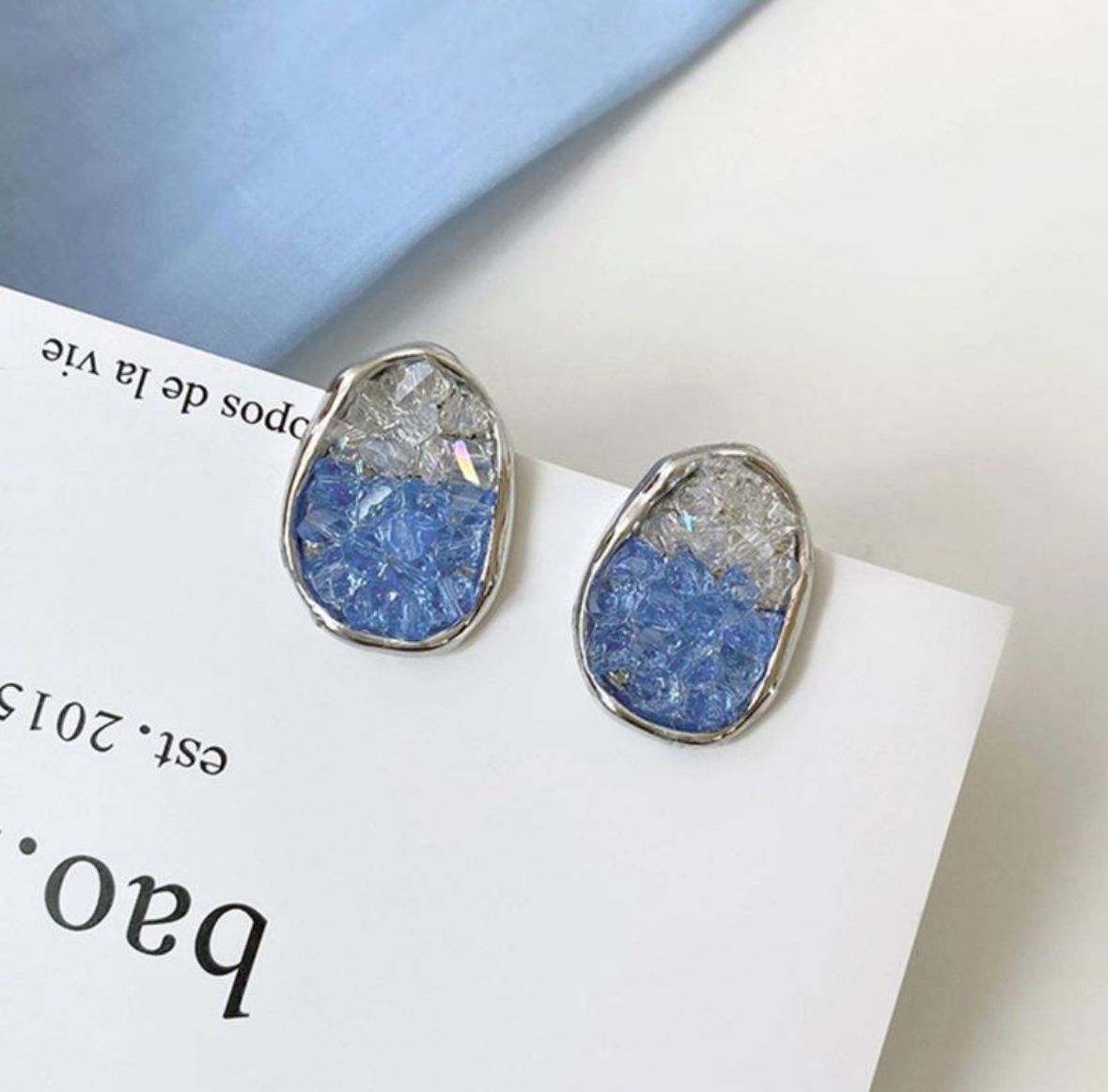 Aretes cristales naturales azul