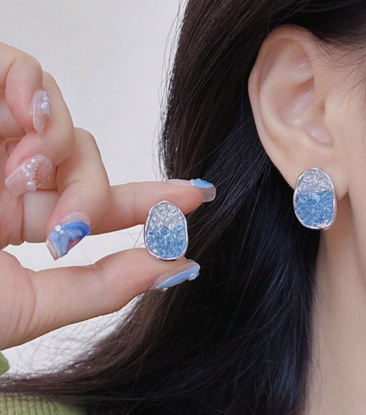 Aretes cristales naturales azul