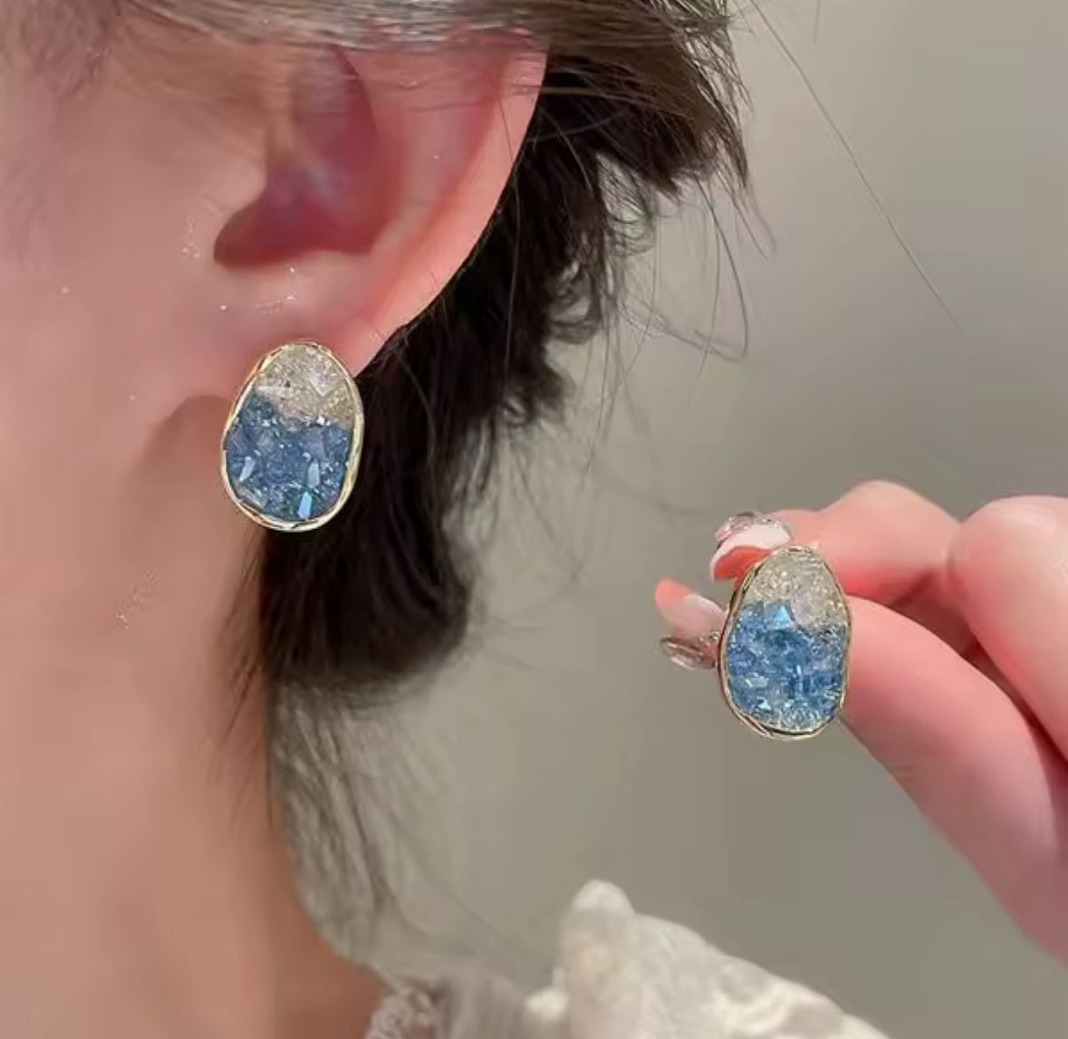 Aretes cristales naturales azul