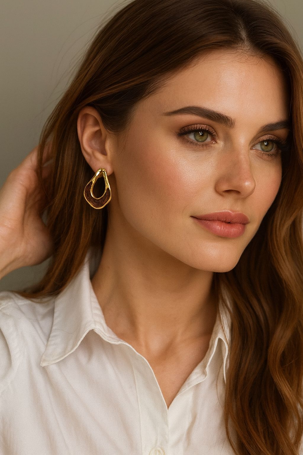 Aretes nacarados café